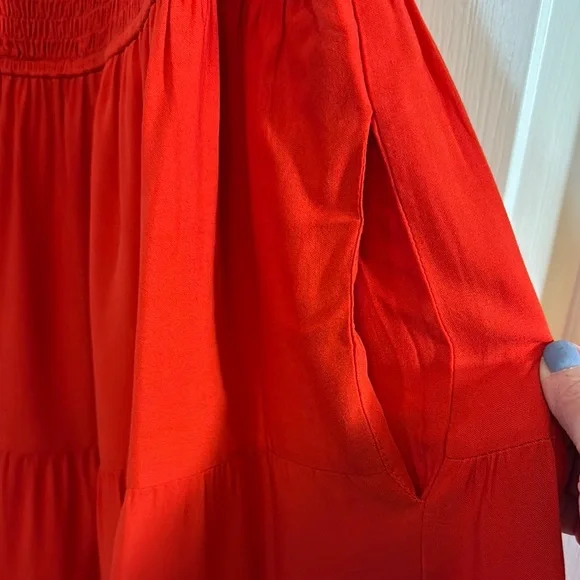 Red Smocked Puff Sleeve Mini Dress - Picture 5 of 5